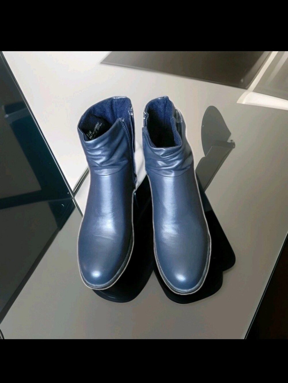 Easy Street Women's Shoe Size 8.5M Blue True Stacked Heel Slouch Boots
